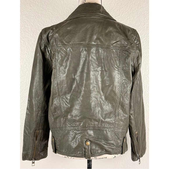 Madewell Washed Leather Oversize Motorcycle Jacket Brass Hardware Edition Medium - Picture 7 of 14